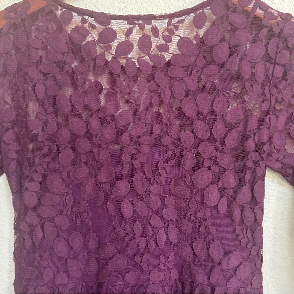 Free People Women’s Size 2 Purple Eggplant Lace Fit & Flare Cocktail Party Dress - Picture 7 of 8